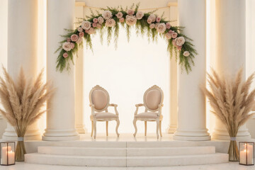 Romantic Wedding Aisle with Floral Arch