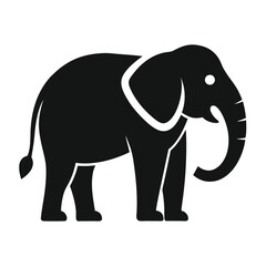 Elephant Icon Silhouette Vector on White Background - Vector Illustration
