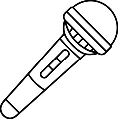 Microphone Outline Icon for Podcast, Singing, Recording, and Presentation Usage in Minimalist Black and White Style