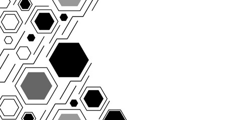 Clean and Elegant Hexagon Technology Background. High-Tech Monochrome Digital Grid Pattern. Hexagon. Vector. 