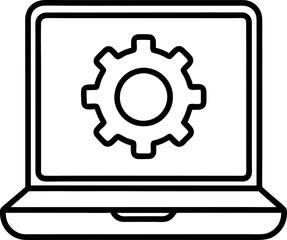 Modern Line Art Laptop with Gear Icon Technology, Settings, and Software Concept Illustration
