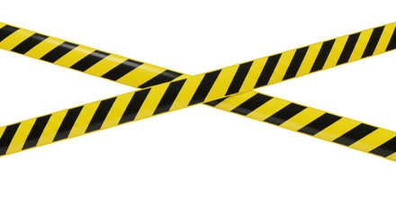 Two crossing yellow and black striped caution tapes 