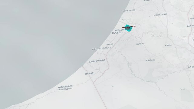 Detailed Map of Beit Hanoun Roads, Landmarks, Borders, and Key Locations for Navigation and Reference