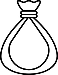 Sack Icon Minimalist Style Illustration, Tied Bag Outline Symbol Isolated on White Background for Design Elements