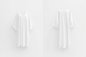 Elegant white nightgown mockup displayed against a minimalistic white background for fashion showcase