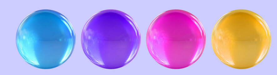 Realistic glossy colored  glass ball.Abstract 3D light bubble with glare.Geometric abstract shape.
