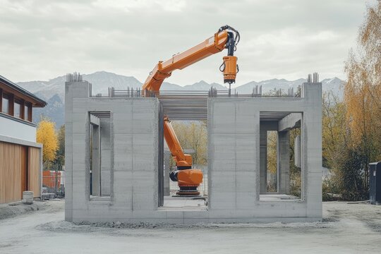 Robotic arm constructs textured concrete walls for innovative 3d printed building project