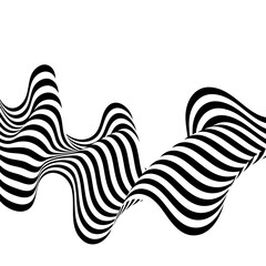 Abstract black and white wave with blue circle. Eps 10