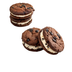 Fototapeta premium Chocolate Chip Cookie Sandwiches: Food Photography