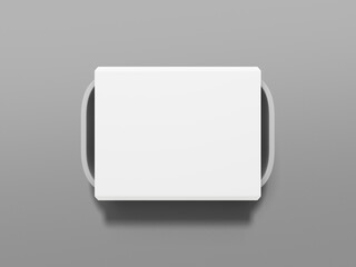 White Plastic Lunchbox with Handle on Gray Background