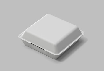White Biodegradable Takeout Box on Gray Background