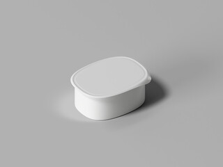 Small White Plastic Food Container with Lid on Gray Background