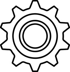 Simple Cogwheel Outline for Engineering, Mechanics, and Industrial Design Projects Black and White Minimalist Style