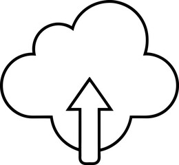 Simple Cloud Upload Icon in Black and White for Data Storage and Transfer