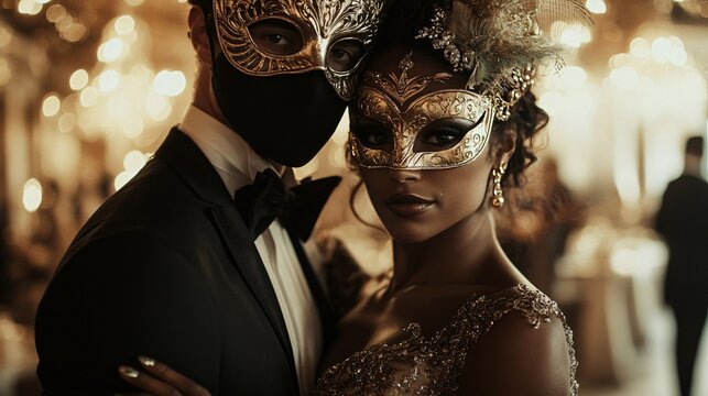 Enchanted Fantasy Masquerade Ball with Diverse Couple