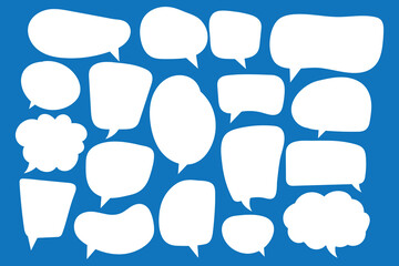 Set of speech bubbles. Speak bubble text, cartoon chatting box, message box. Blank empty speech bubbles. Vector illustration.
 