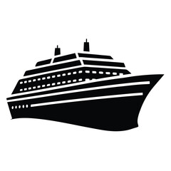 Obraz premium Clean Minimalist Cruise Ship Silhouette Vector Illustration