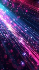 Fototapeta premium A vibrant abstract background featuring colorful light rays and sparkling particles against a dark backdrop.