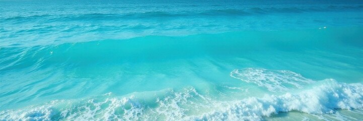 Calm ocean sea blue turquoise water with foam and gentle waves, calm, turquoise, sea