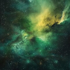 Obraz premium Stunning Horizontal Image of a Green, Yellow, and Blue Galaxy