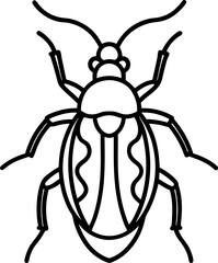 Stylized Beetle Outline Simple Insect Art for Educational, Zoological, or Creative Projects