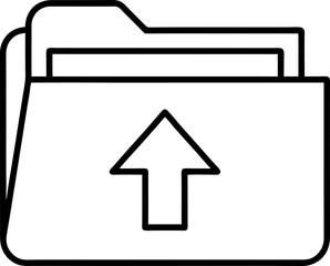 Obraz premium Upload Icon Folder with Arrow Pointing Up, Sharing, Data Transfer, Line Art