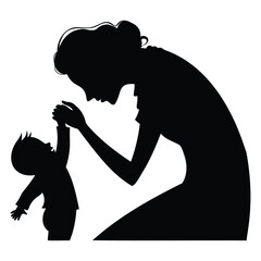 Happy Mother’s Day Vector | Mom and Baby Silhouette Art. Mother and Baby Silhouette.
