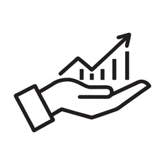 Hand Presenting a Graph Showing Growth and Success, vector illustration