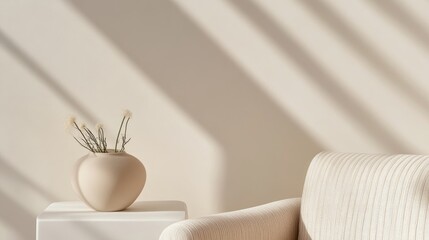 Minimalist home decor, soft light, subtle shadows