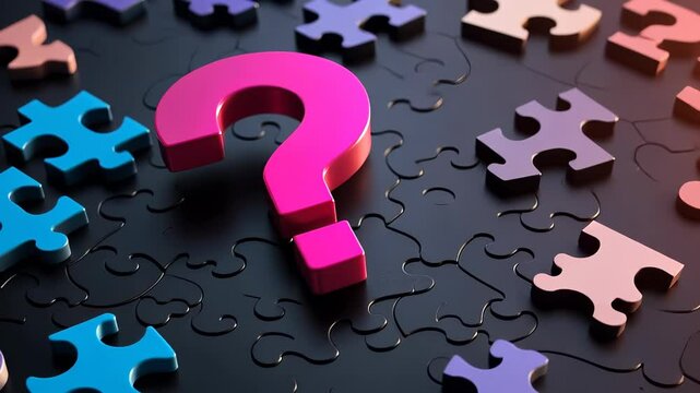 Colorful Puzzle with a Pink Question Mark