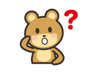 疑問に思うかわいいクマさんの上半身イラスト