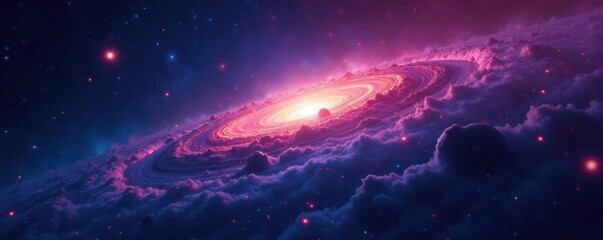 Cosmic expanse stretches infinitely in darkness , stars, black