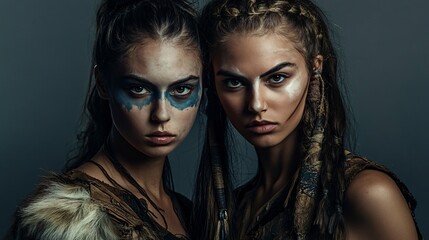 Professional Studio Shot of Isolated Amazons on Gray Background
