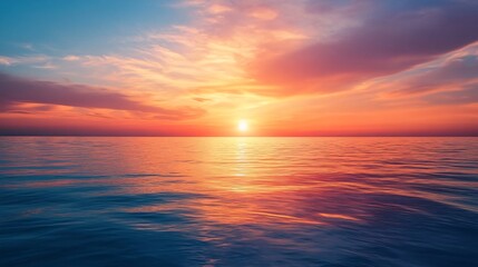 Tranquil Sunset Sky Reflections on Calm Seas for Adobe Stock Photos