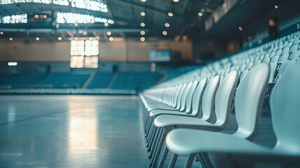 Fototapeta premium Empty Arena Seats Facing the Spacious Interior Floor
