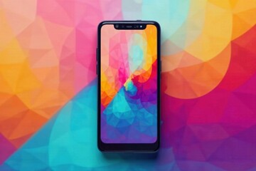 Colorful, geometric shapes forming a smartphone background with subtle gradient effects, customizable background, geometric patterns