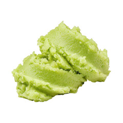 A vibrant green wasabi paste, textured and creamy, showcasing its unique color and consistency, Transparent background.