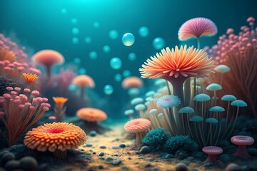 Fototapeta premium Colorful Coral Reef Underwater with Tropical Fish in the Red Sea and Aquarium