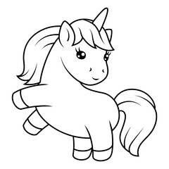 Illustration of unicorn. Happy birthday party item.