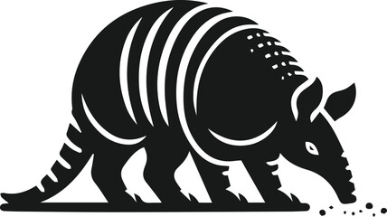 Armadillo sniffing the ground curiously silhouette