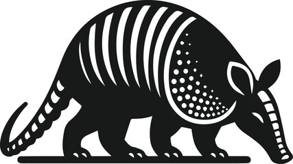 Armadillo sniffing the ground curiously silhouette