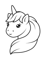 Illustration of unicorn. Happy birthday party item.