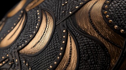 Intricate Textured Pattern with Gold and Black Elements in Detail