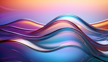 Fototapeta premium Ethereal Flow of Transparent Glass Surfaces with a Dreamy Gradient Atmosphere