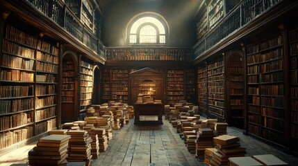 A Large Old Library Filled With Books and Sunlight