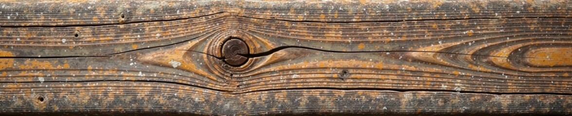 Fototapeta premium Weathered wooden beam with cracks and grooves, wood grain, rustic