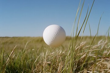 Suspended Golf Ball in Grassy Field - Labor Day Picnic Theme