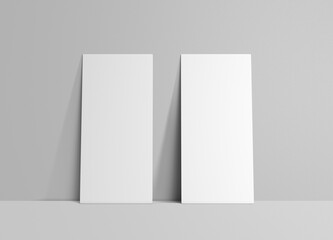 Two Blank White Vertical Cards on Gray Background