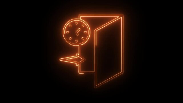 Glowing neon check in icon isolated on black background. HD Video motion graphic animation