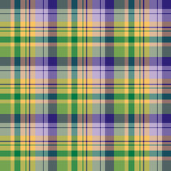 Seamless pattern with magical green, yellow and violet colors for plaid, fabric, textile, clothes, tablecloth and other things. Vector image.